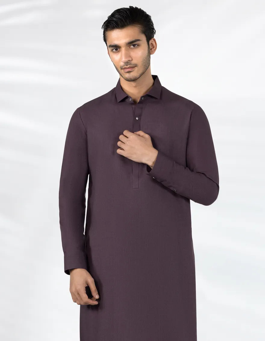 DARK PURPLE BLENDED CASUAL KAMEEZ SHALWAR