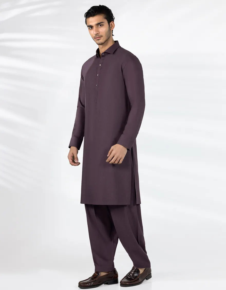 DARK PURPLE BLENDED CASUAL KAMEEZ SHALWAR