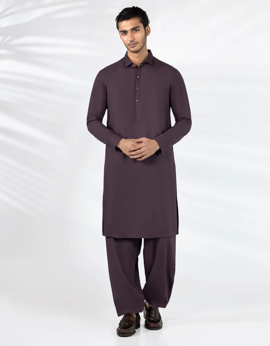 DARK PURPLE BLENDED CASUAL KAMEEZ SHALWAR
